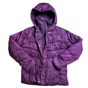 COLUMBIA SPORTSWEAR WOMENS S SMALL PURPLE JACKET HOODIE VINTAGE PUFFER